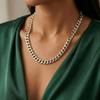 Light Luxury Stainless Steel Snake Cuban Chain Necklace Flat Smooth Link Decorates Neckline Daily Commuting Layering Thick Chain