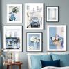 Street Door Nordic Posters Blue Prints Canvas Painting Wall Art Pictures For Living Room Decor Retro Car Motorcycle Bike Flowers