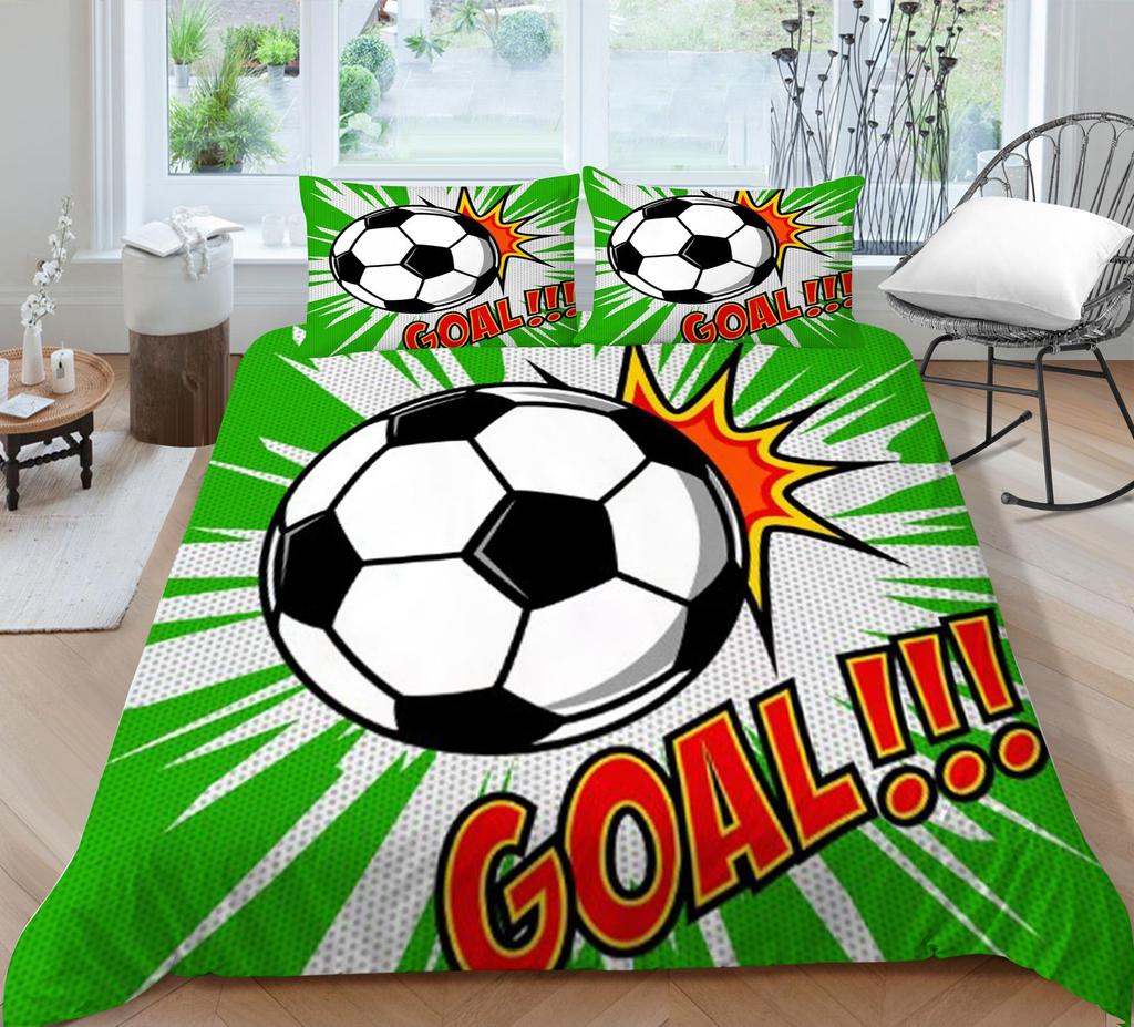 3D Football Bedding Quilt Cover Pillowcase Single Bed Soft Bedding 3D Digital Printing Home Decoration
