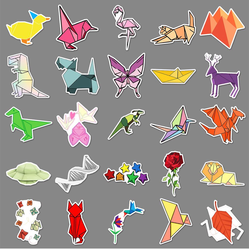 50 Origami Graffiti Aufkleber Personalisiert Cartoon Niedlich Klein Frisch Dekorativ Handyhülle Wasserdicht Tassenaufkleber