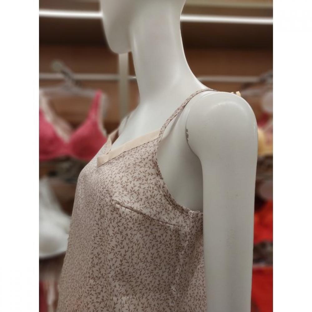 Barbara Pink Silk Cotton 100  Flower Pattern Chemisole  Acs4564s 