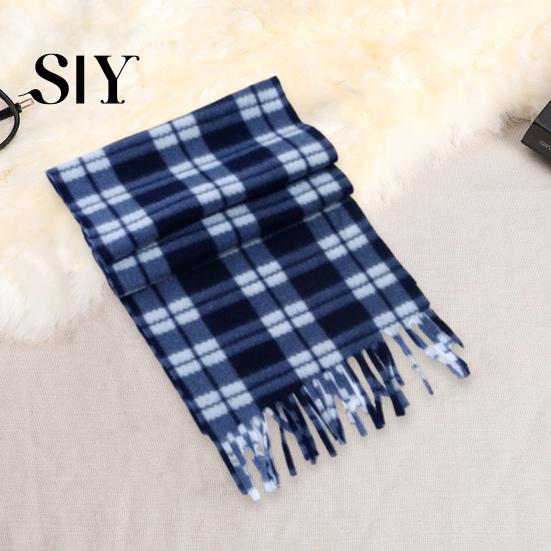 Soft Plaid Scarf Unisex Winter Color Matching Print Tassel Thick Warm Double-sided Checkered Shawl Plush Long And Wide Keep Neck Protection Lady Fall