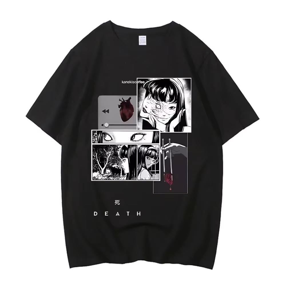 

Manga Junji ITO Uzumaki Japanese Girl Man T-shirt Fun Anime Harajuku Y2K Street Casual and Comfortable Pure Cotton Short-sleeve 4XL