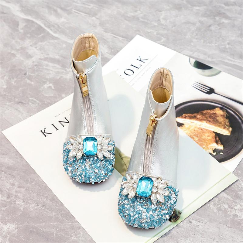 

Чоботи для дівчаток, черевики принцеси з кристалами, дитячі мартінки, осінньо-зимові дитячі чобітки на оксамитовій м якій підошві, зимове взуття для дівчаток 35 слонова кістка