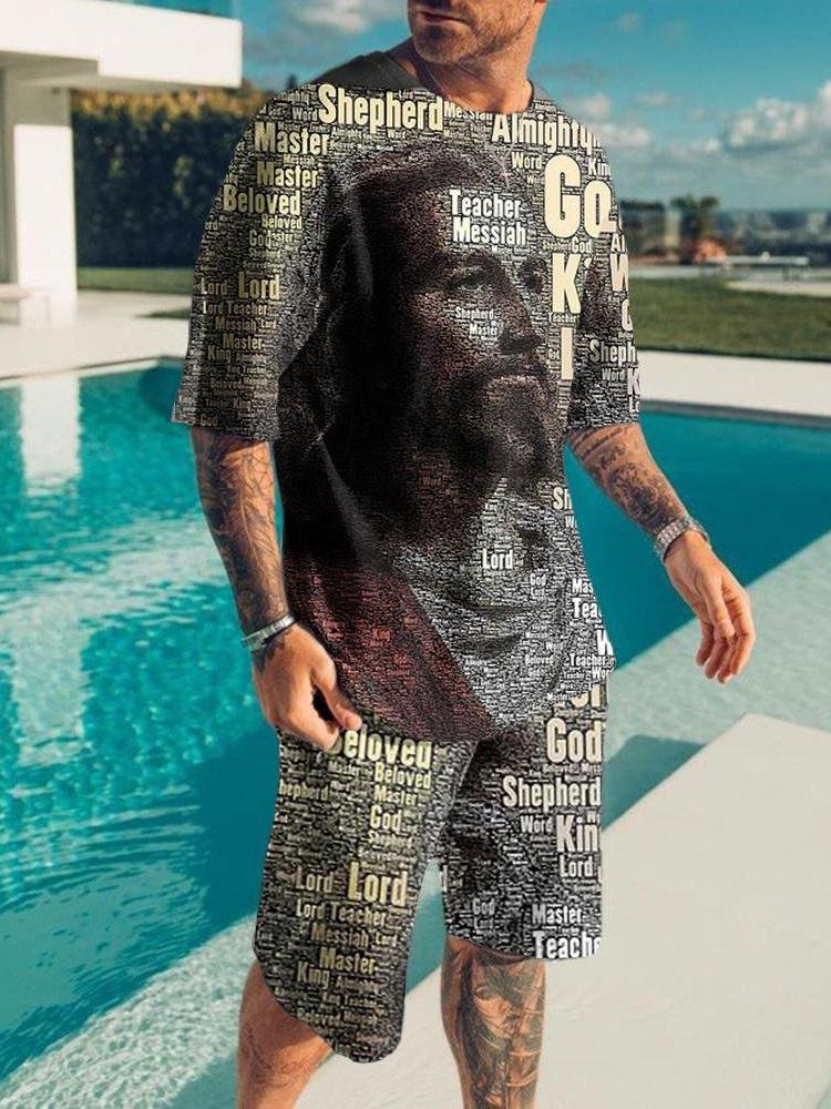 Summer Men's 2-Piece Short Sleeve Shorts 3D Print Skeleton Pattern Sportswear Casual Oversized Top Shorts Men Sets