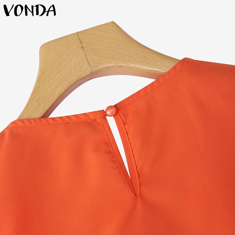 VONDA Women Summer Square Neck Sleeveless Side Decorate Buttons Casual Tank Tops
