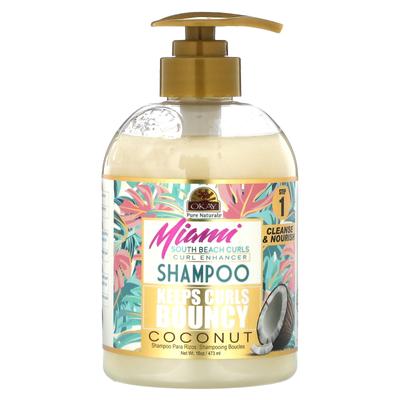 Miami South Beach Curls, Shampoo Potenziatore di Ricci, Cocco, 16 oz (473ml)