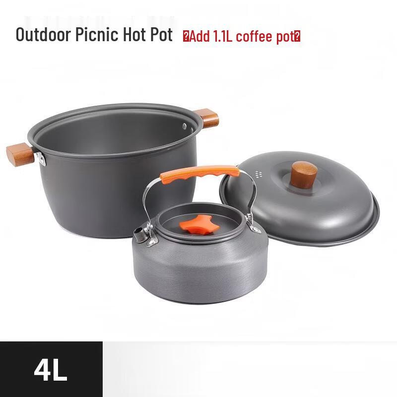 Gongziyu Large Capacity Camping Hot Pot & Coffee Pot Cookware Set