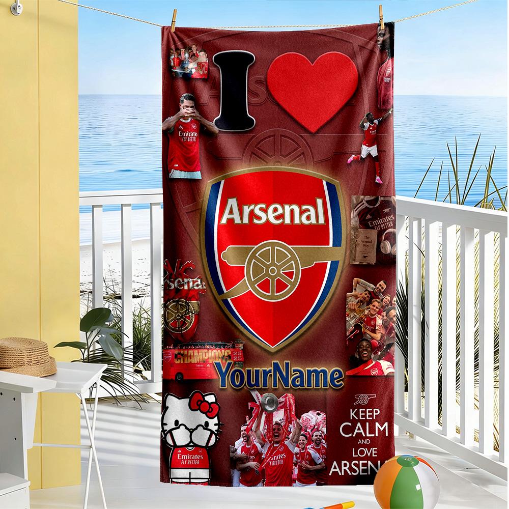 Arsenal Personalized Name Beach Towel Quick-Dry Soft Microfiber