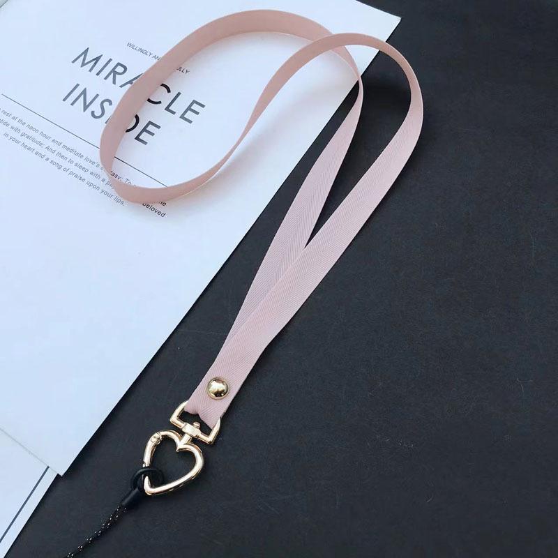 Colorful Long Phone Lanyard for Girls with Peach Heart Clasp, Ideal for Keys, Work ID, Earphone Case, Universal Anti-Lost Design