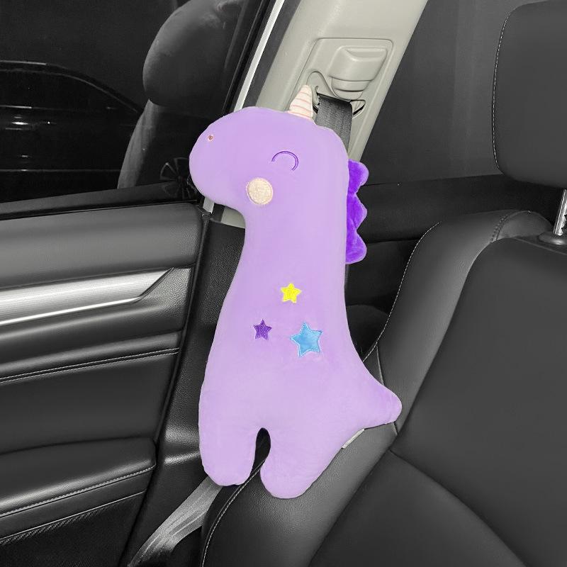 Dinosaur Unicorn Plush Seat Belt Shoulder Cover - Cute Cartoon Decoration for Cars