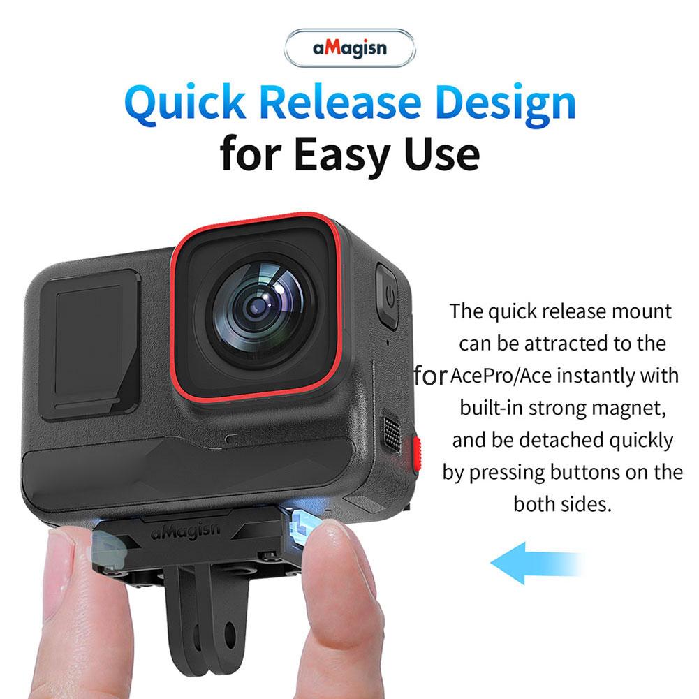 Magnetisk hurtigutløser basebrakett for Insta360 Ace/Ace Pro, magnetisk adapter rideholder, sportskameratilbehør