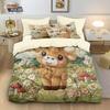 3Pcs Imitation Fabric Bad Highland Cow Print Down Duvet Cover Set, Multi Size Bedroom Bedding Decoration, Machine Washable