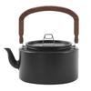 1.2L Aluminum Alloy Camping Kettle with Anti-Scalding Wooden Handle Portable Lightweight Outdoor Traveling Hiking Picnic Coffee Pot Tea Kettle