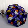 1pc Pansy Flowers Automatic Opening/Closing Folding Umbrella with 51 Ribs, Plastic Handle, Windproof Portable Sunshade Umbrella Halloween an