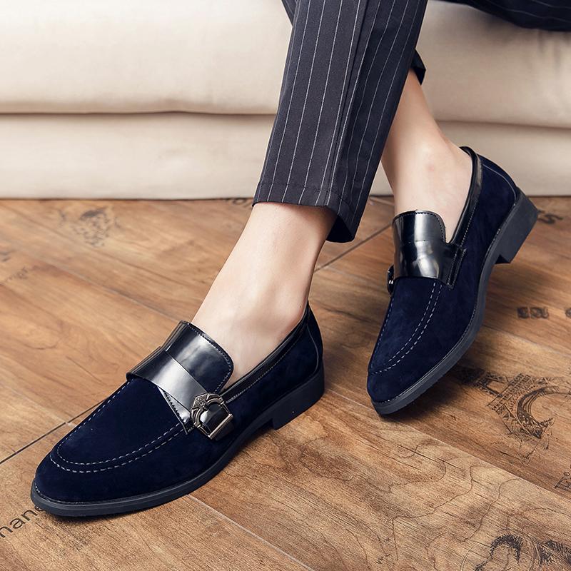 Wedding Dress Casual Mens Loafers Plus Size 46 Designer Buckle Lazy Peas Embroidery Moccasins Suede Leather Shoes For Men