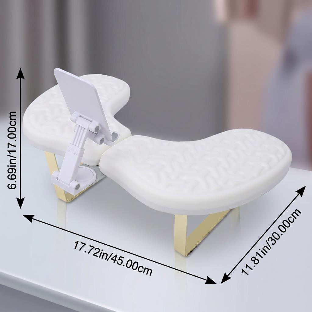Nail Hand Rest Breathable High Resilience Ergonomic Water Proof U Shaped Manicure Arm Rest for Nail Salon White