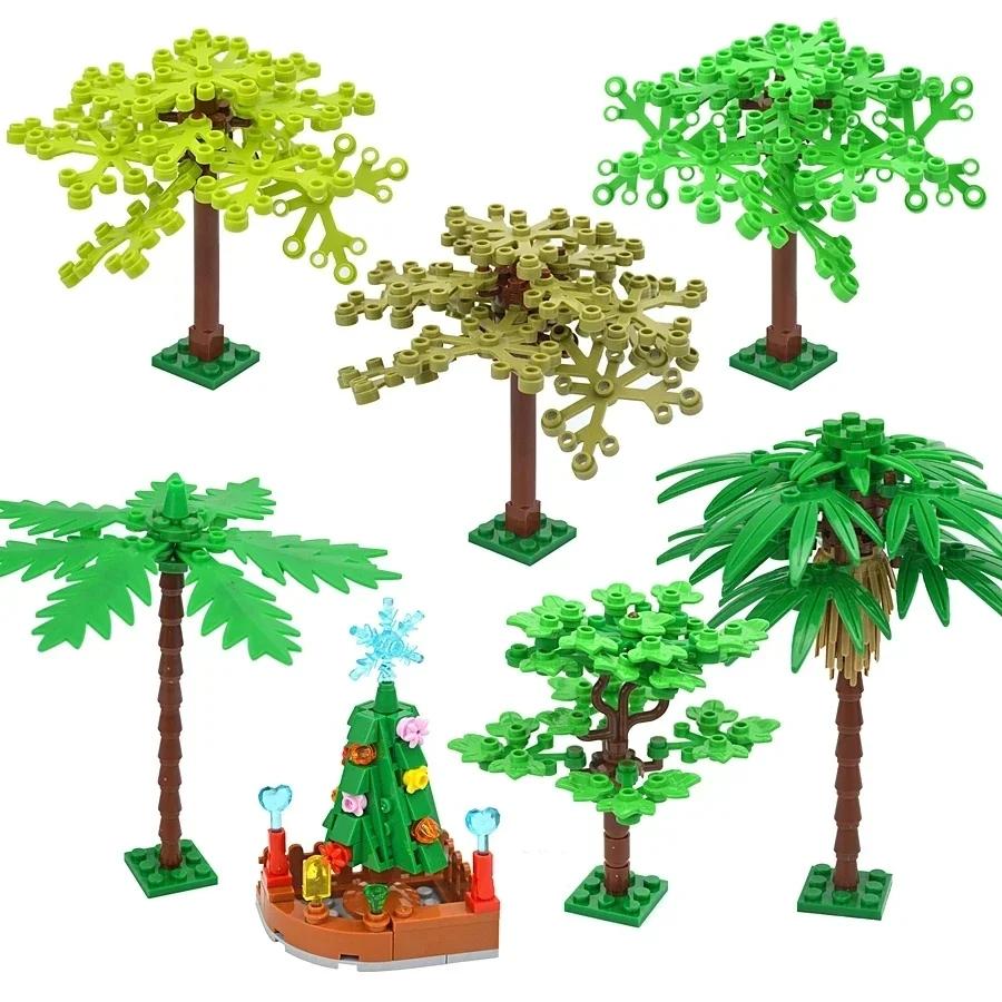 DIY Plant Tree City Bricks Assemble MOC Pine Christmas Tree Model Building Blocks Educational Creative Toys For Children Gifts