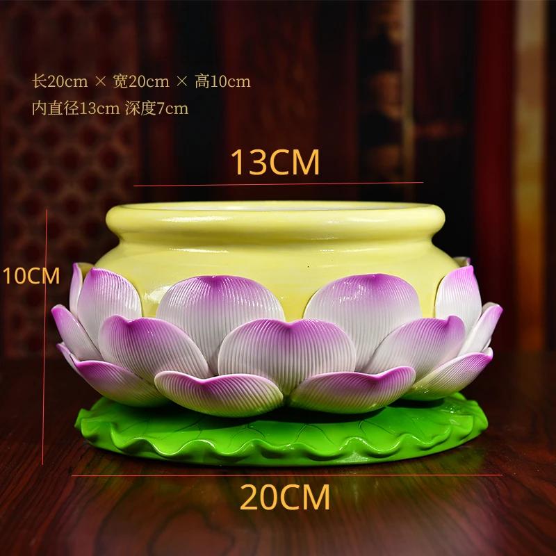 New Chinese Creative Ceramic Lotus Incense Stove for Buddhist Household, Ancestral Hall, and Buddhist Utensils feng shui