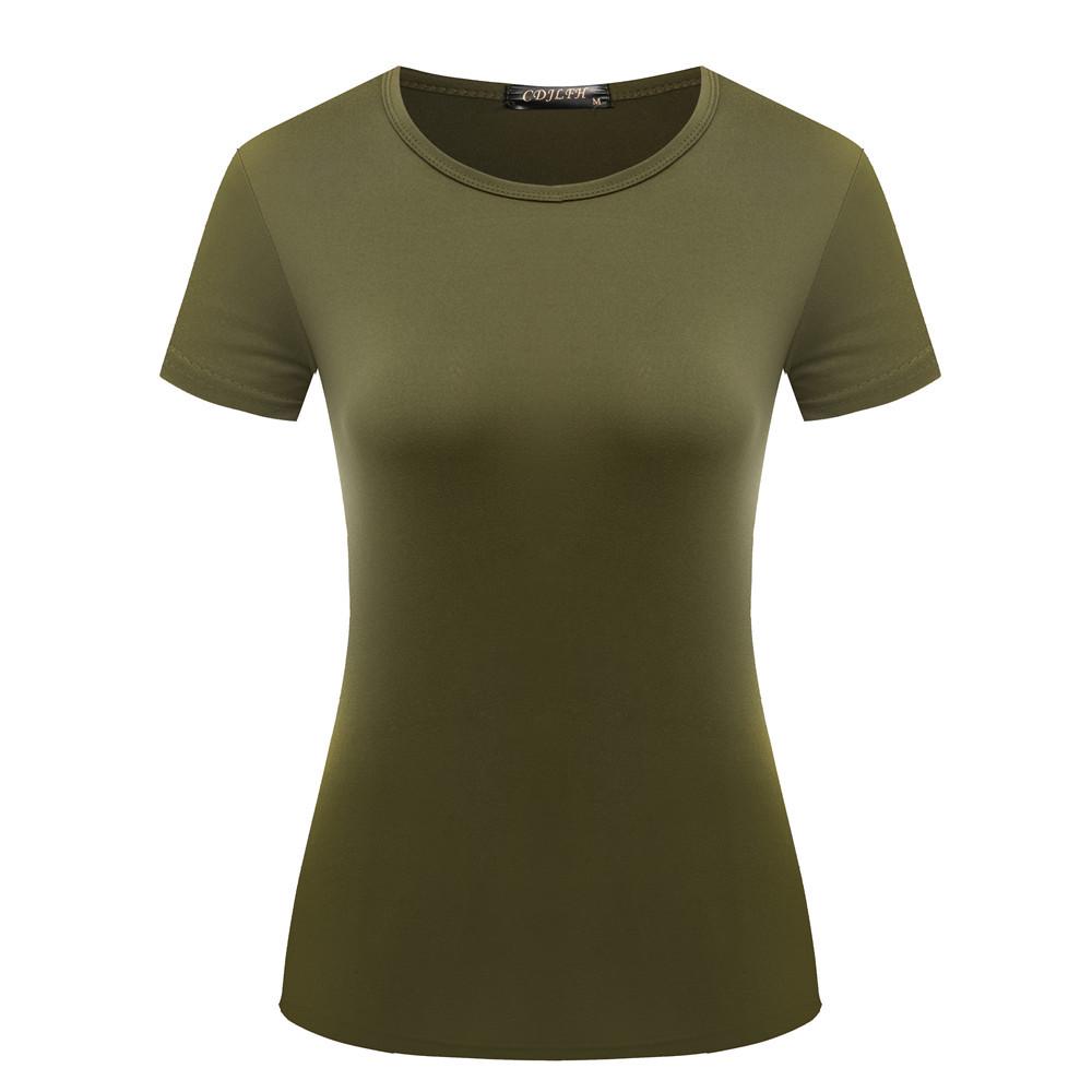 Summer Europe And The United States Women's Fashion Women's Solid Color T-shirt Short-sleeved