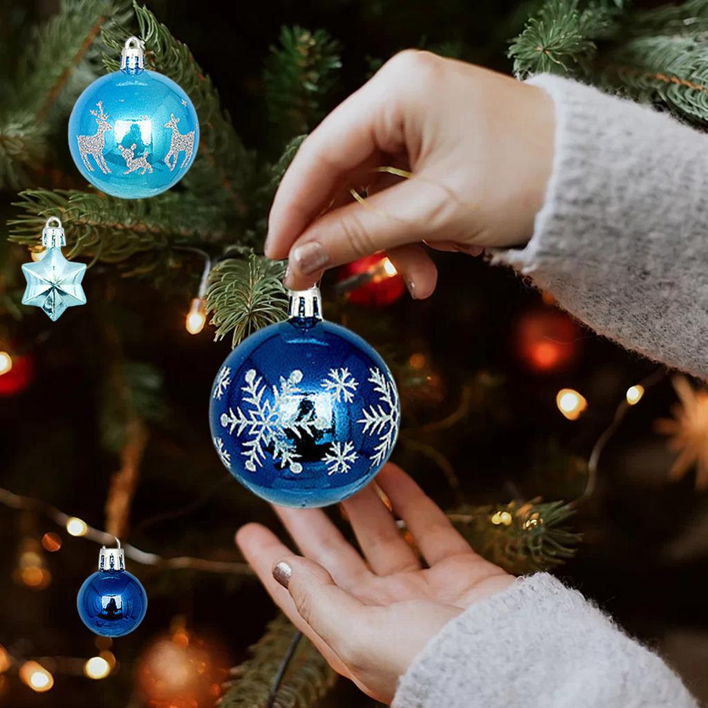 44 Stück Weihnachtskugel-Ornamente Kunststoff Weihnachtsbaumschmuck Weihnachtsdekorative Hängeornamente für Weihnachtsbaumschmuck