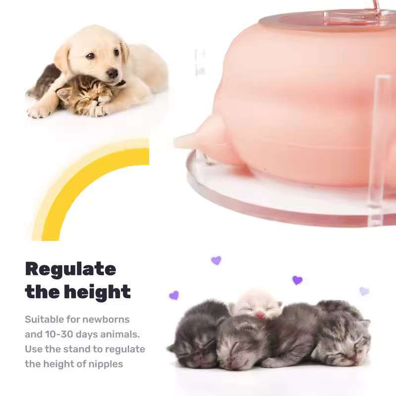Newborn Kitten Milk Feeder 200ML Bionic Silicone Cat Puppy Bottle Drinker 3  4 Nipples Multiple Kittens Breastfeeding Milk Bowl