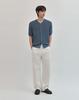 Work On Body Off Cool Bamboo Semi-Overfit Round Short Sleeve Knit Cardigan [Blue]