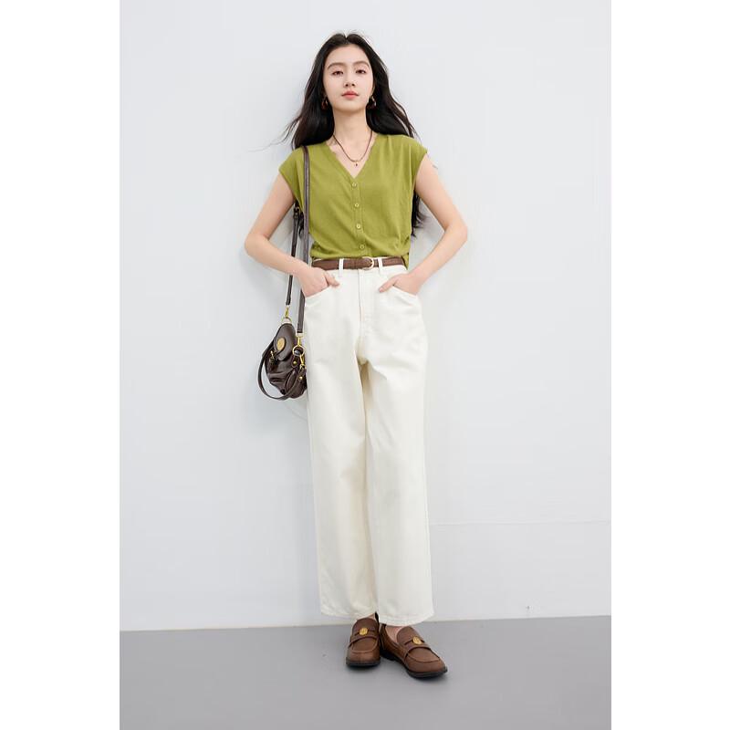 

Sancai Plus Size High-Waist Straight Leg Cotton Jeans L