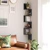 VASAGLE 5-Tier Wall-Mounted Corner Shelf, Wooden Display Shelf, for Kitchen, Bedroom, Living Room, Study, Black