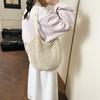 Woven Tote Bag With Zipper Closure For Beach And Travel Use