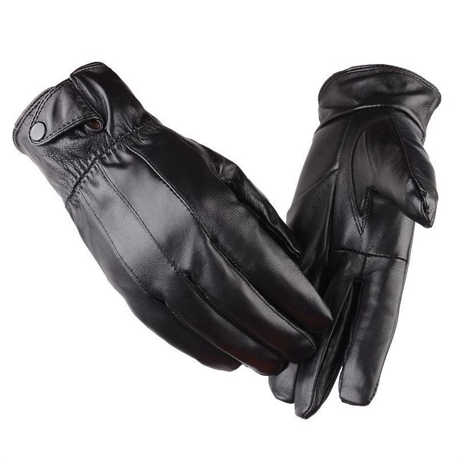 Men's Touchscreen Leather Gloves, Warm Fleece Lined Gloves for Driving & Business