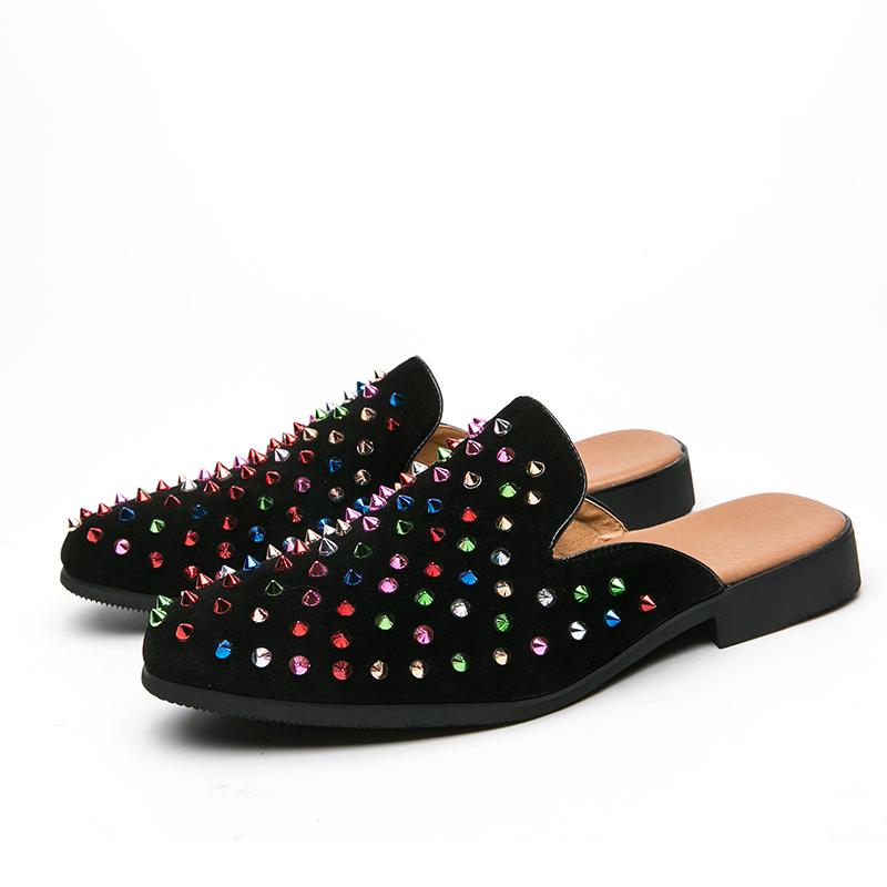 Fashion Slip On Men Spike Shoes Black Masculino Chaussures Homme Luxe Comfortable Shoes Loafers 7#23/10D50 Paty Flats Zapatos Hombre