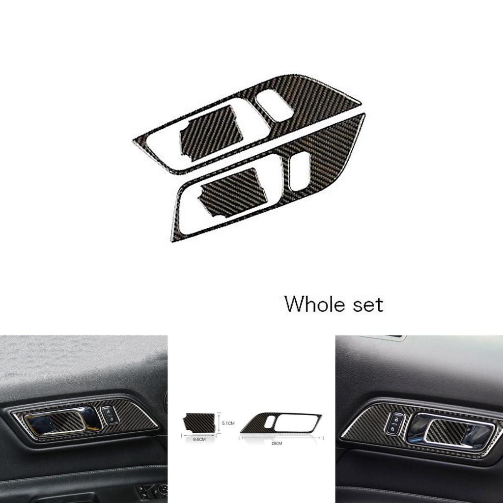 Stylish Carbon Fiber Inner Door Handles Bowl Trim For Ford Mustang 2015-2017