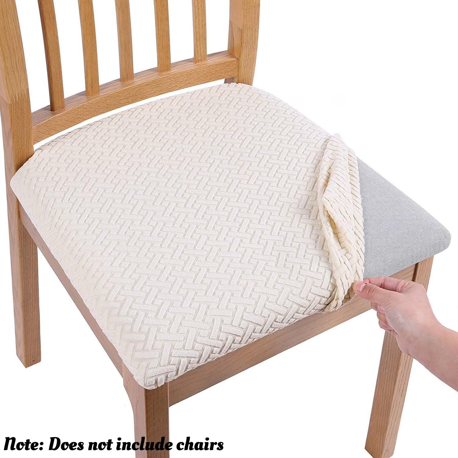 

1pc Thickened Chair Covers, Jacquard Fabric Elastic Seat Cushion Covers for All Seasons, Solid Color Protector for Home Office белый