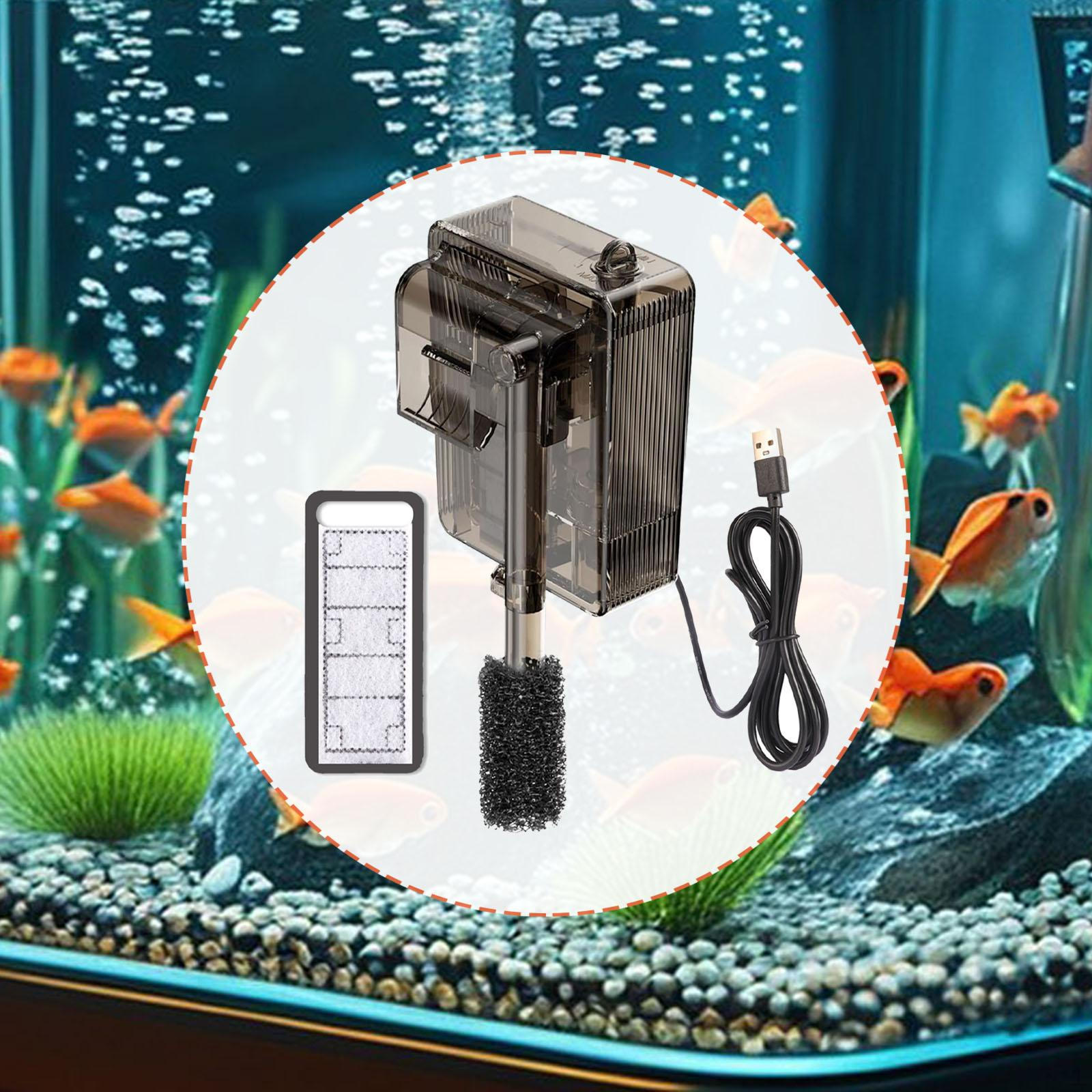 

Aquarium Back USB Power Supply with Quiet , Adjustable Water Surface Skimmer And O2 Brown Straight Tube