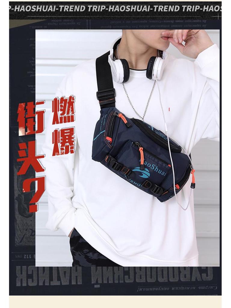 Men's Multifunctional Waterproof Outdoor Waist Bag: Single Shoulder, Crossbody, and Chest Bag for Cycling and Mountaineering with Large Capacity.