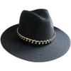 European and American hip hop black hat acrylic chain jazz straw hat children's street shot fashion sunshade panama top hat