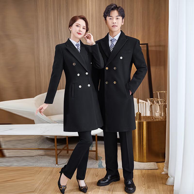 Unisex Professional Mid-Length Wool Blend Work Coat