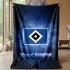 Hamburger SV Custom Name Text Flannel Blanket Soccer Logo Personalized Fleece Throw Blanket Special Gift For Sofa Bedroom Home