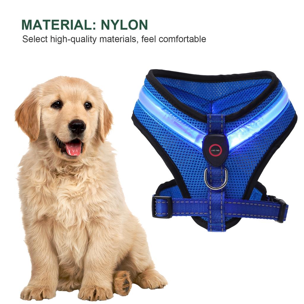 Polstret hundevest Glødende Lysende LED Blinkende Kjæledyrsele Grønn Nylon Praktisk