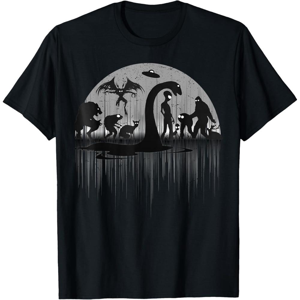Mythical Loch Ness Bigfoot Mothman Aliens Funny Cryptid T Shirt 4XL