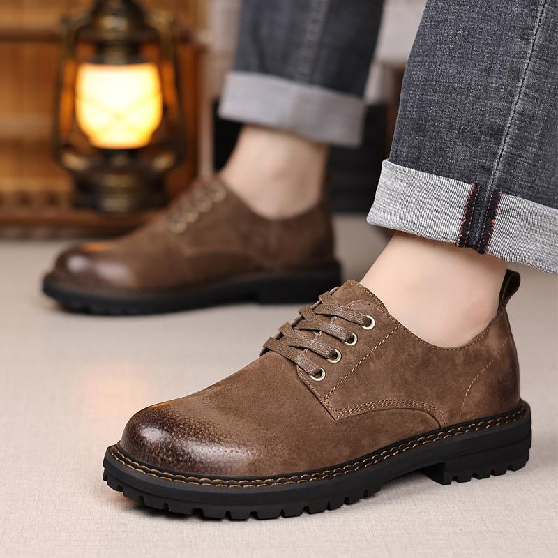 Fashion All-match Men Walking Shoes England Trend Casual Shoes Male Suede Oxford Wedding Leather Dress Shoes New Luxury Brand Men Flats