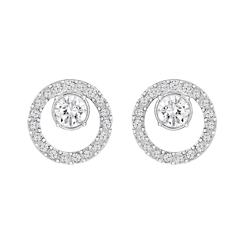 Swarovski Creativity Circle Rhodium Plated Creativity Earrings Women s White 5201707