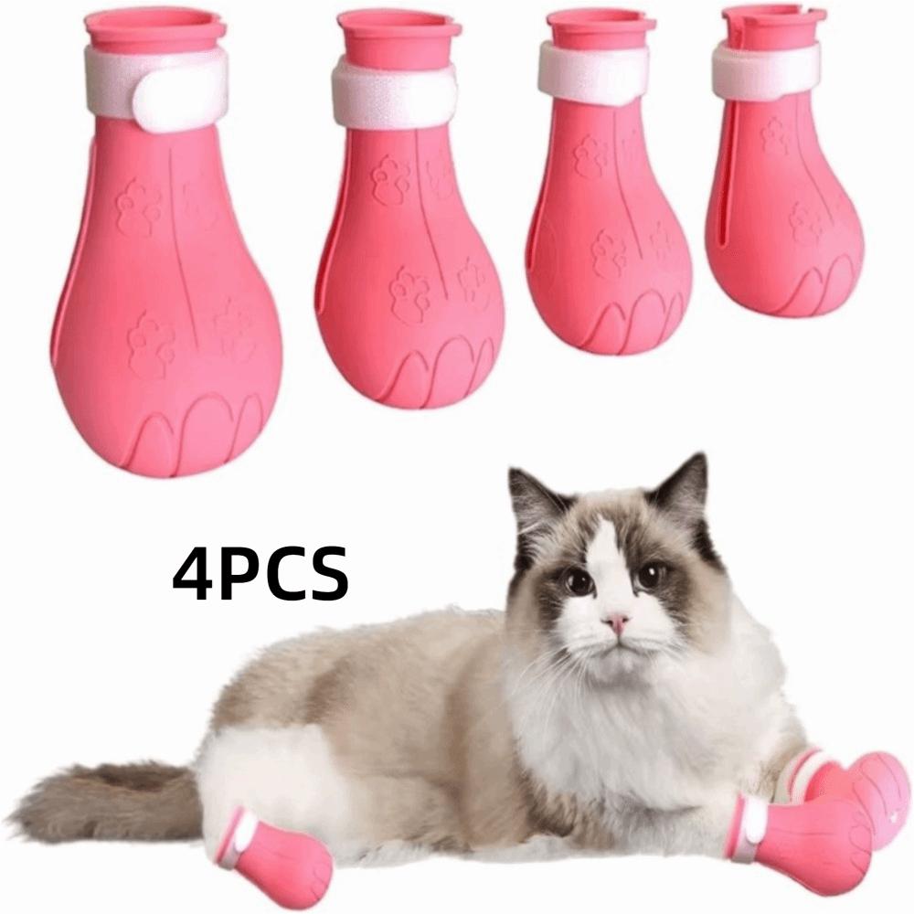 4PCS Gifts Anti Scratch Cat Foot Cover Adjustable Soft Pet Bath Cat Shoes Multifunctional Silicone Cat Claw Foot Cover