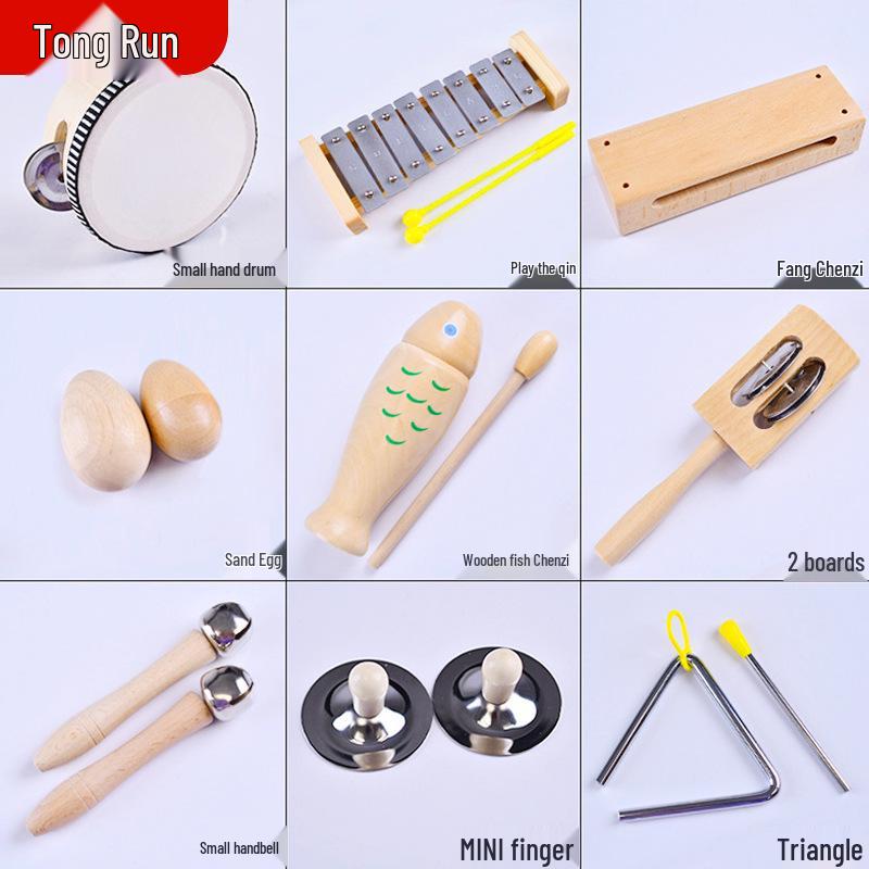 Kindergarten Music Classroom Percussion Set: Castanets, Shakers, Claves, Tambourine -