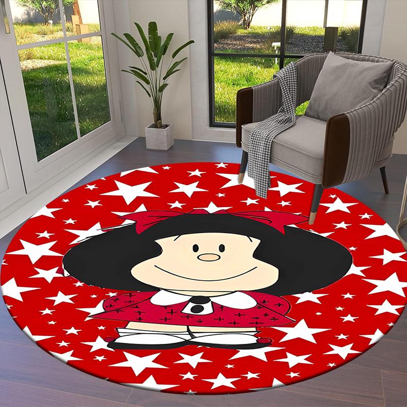 Kulhý kulatý koberec Mafalda, Kobercový koberec do obývacího pokoje, ložnice, k pohovce, herny, Dekorace, Protiskluzová podložka