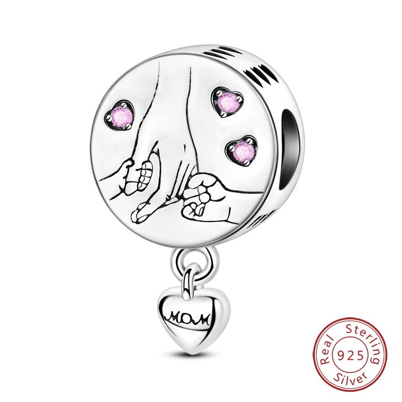 Mother'S Day Copper Pink Heart Shape Embrace Mom Charms Pendants Fit Qikaola Original Bracelet Diy Jewelry Gift