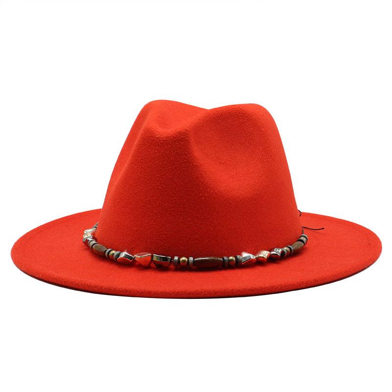Wish Woolen Beaded Top Hat 60Cm Head Circumference Flat Eaves Big Eaves Jazz Hat