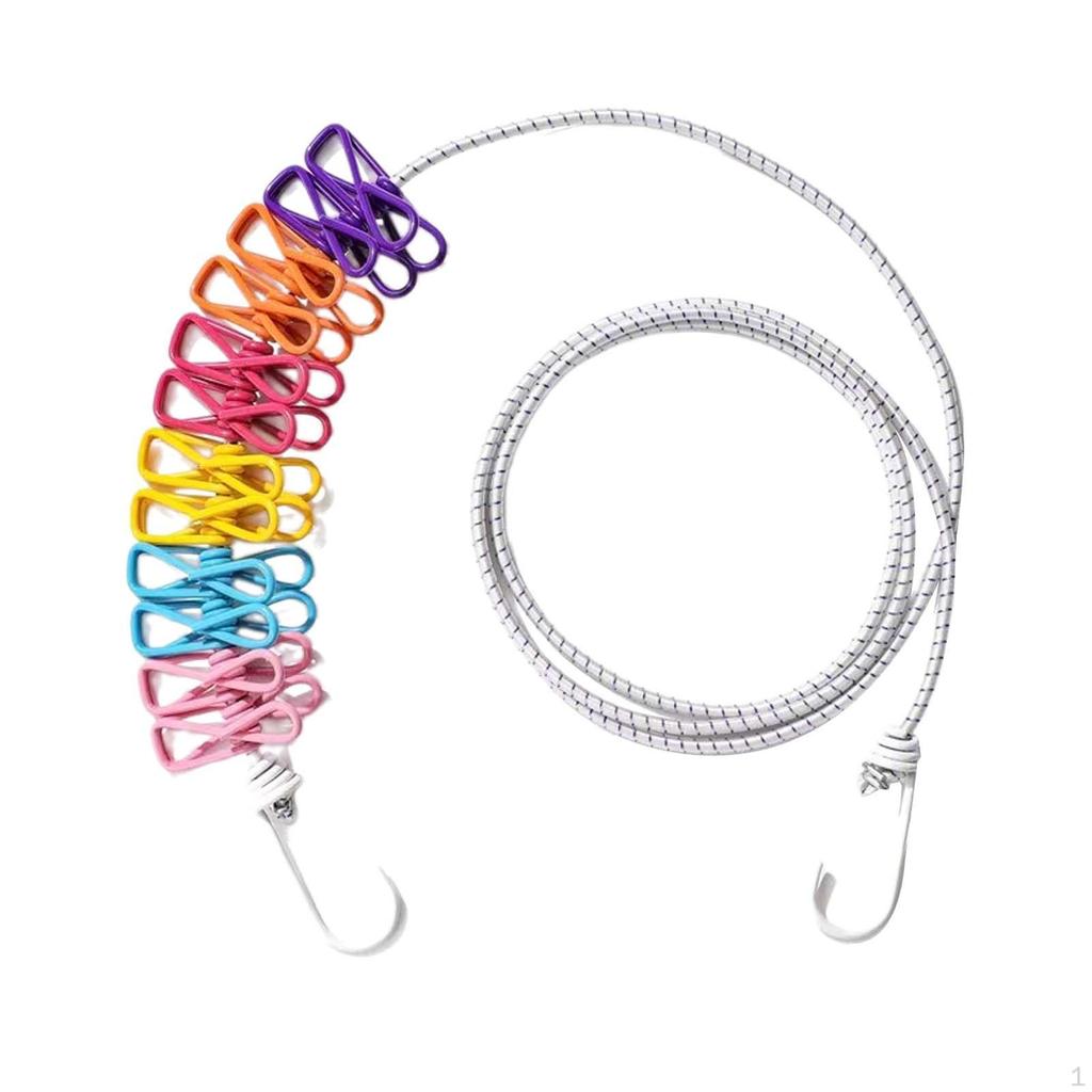 Camping Clothesline Drying Elastic Rope, Windproof Functional Hanger Clothes Line Travel for Campers