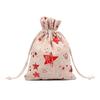 24pcs Linen Christmas Gift Bags with Gilded Christmas Patterns Chocolate Candy Packaging Gift Bags Drawstring Bags